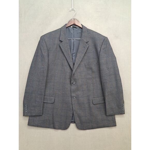 Pronto Uomo Sport Coat Jacket Blazer 100% Lambswool Sz 52r Plaid Grey 2-Button - Picture 1 of 10